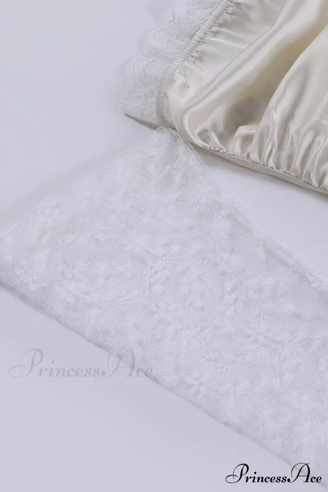 Off Shoulder Lace Sleeve Satin Ruched Dress