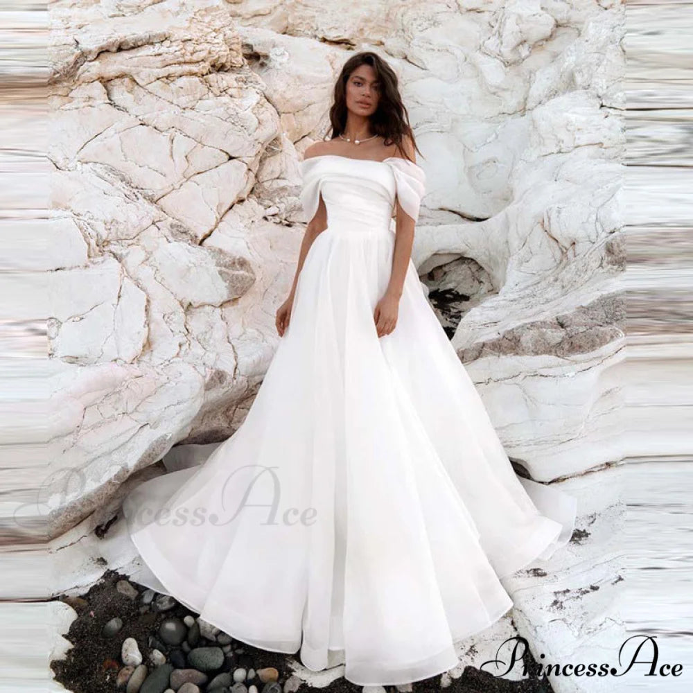 Off-Shoulder Royal Wedding Gown weddingdress-250223