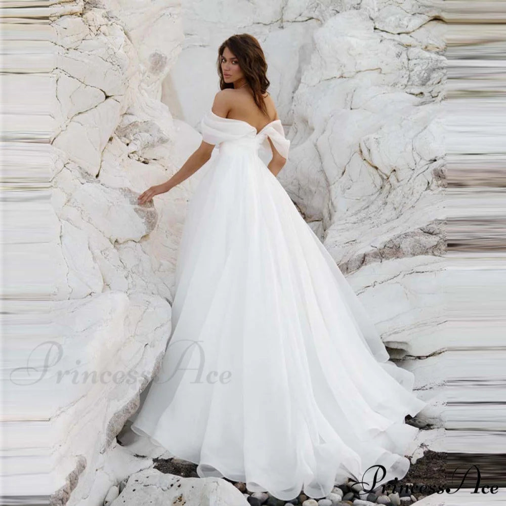 Off-Shoulder Royal Wedding Gown weddingdress-250223
