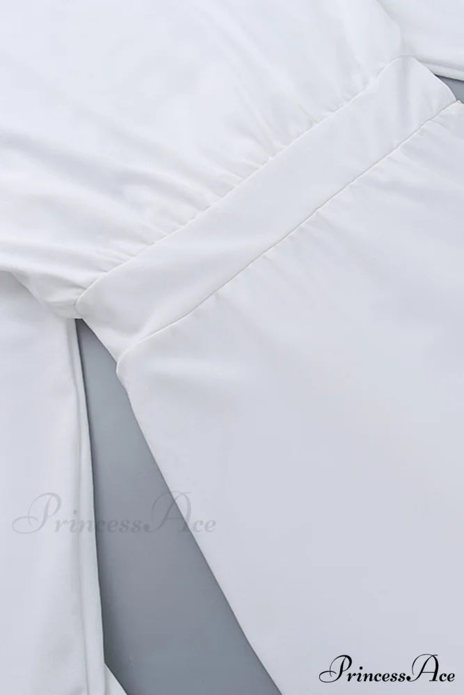 Off Shoulder Satin Dress with Gathered Silt