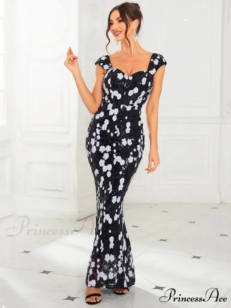 Off-Shoulder Sequin Party Dress WHITE / S