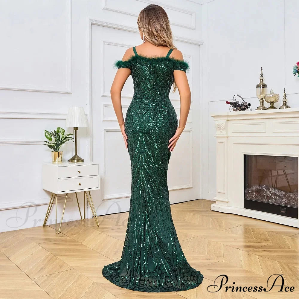 Off-Shoulder Sparkling Party Dress