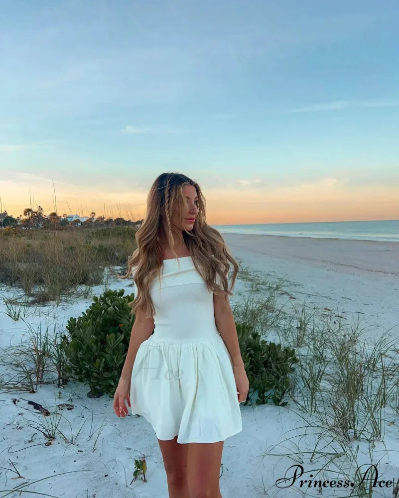 Off Shoulder Stylish Pleated Mini Dress