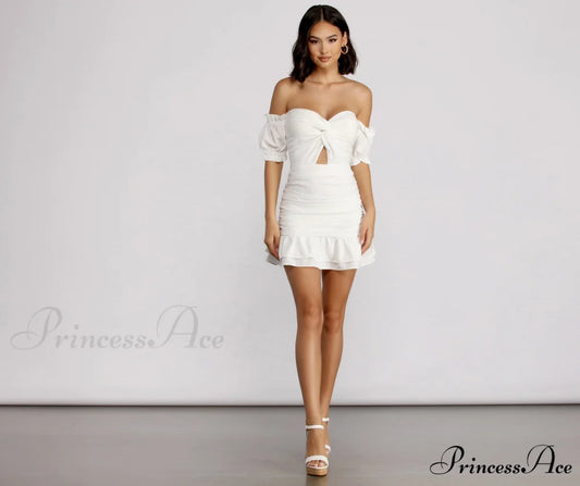 Off Shoulder Stylish Ruffle Mini Dress