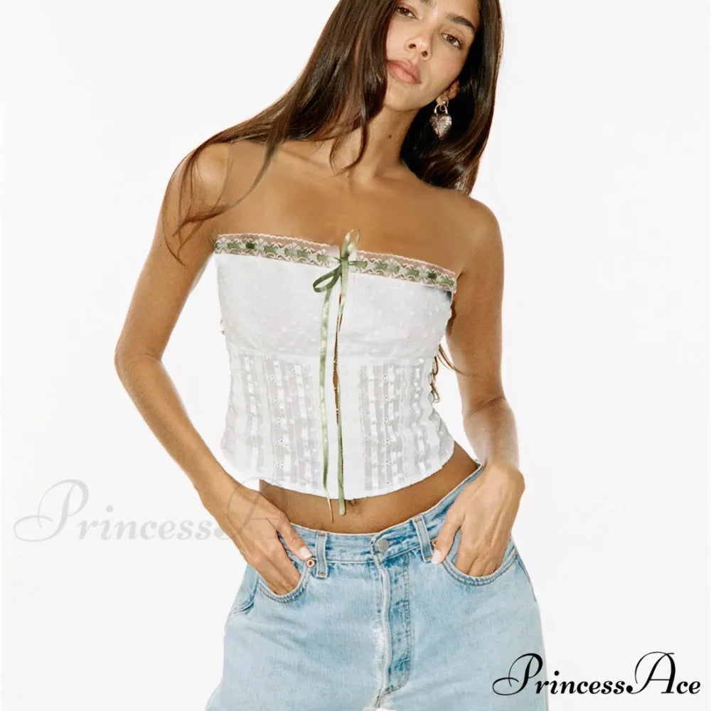 Off-The-Shoulder Bandage Cropped Blouse white 1 / S croptop-250223