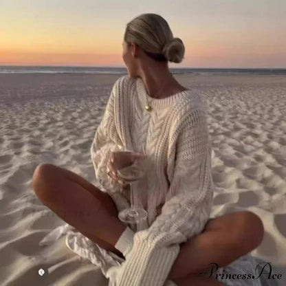 Off-The-Shoulder Monochrome Extended Sleeve Knitted Jumper swraters-241228