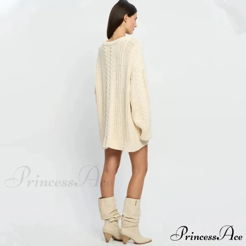 Off-The-Shoulder Monochrome Extended Sleeve Knitted Jumper swraters-241228