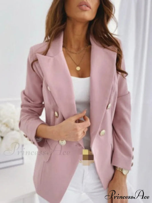 Office Black Ladies Blazer Long Sleeve Blazer Pink / S