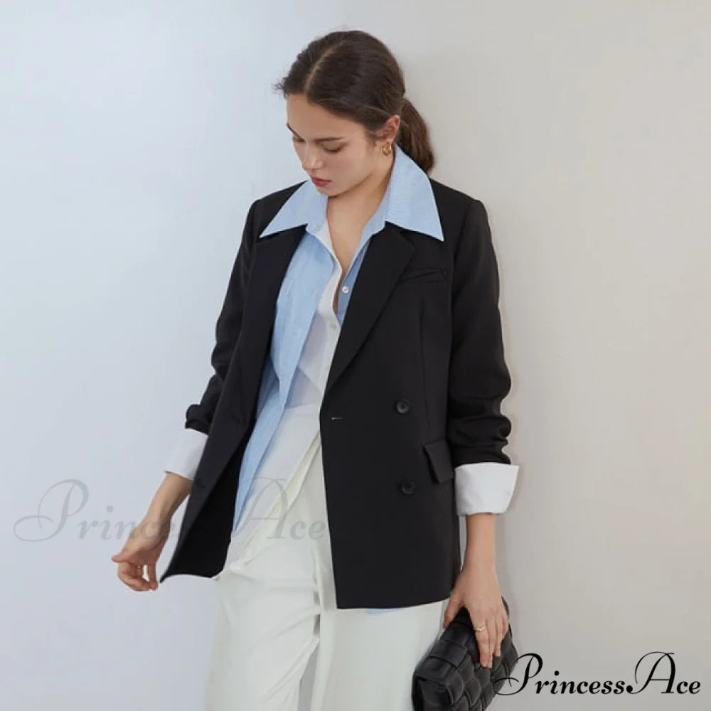 Office Ladies Casual White Blazer black / XS