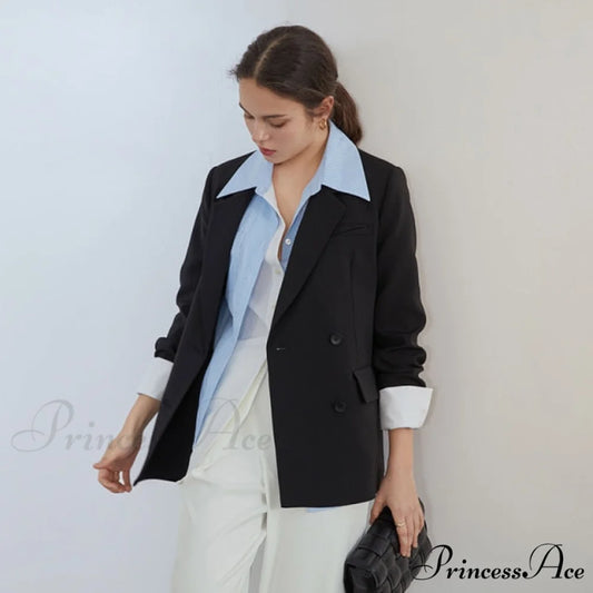 Office Ladies Casual White Blazer black / XS