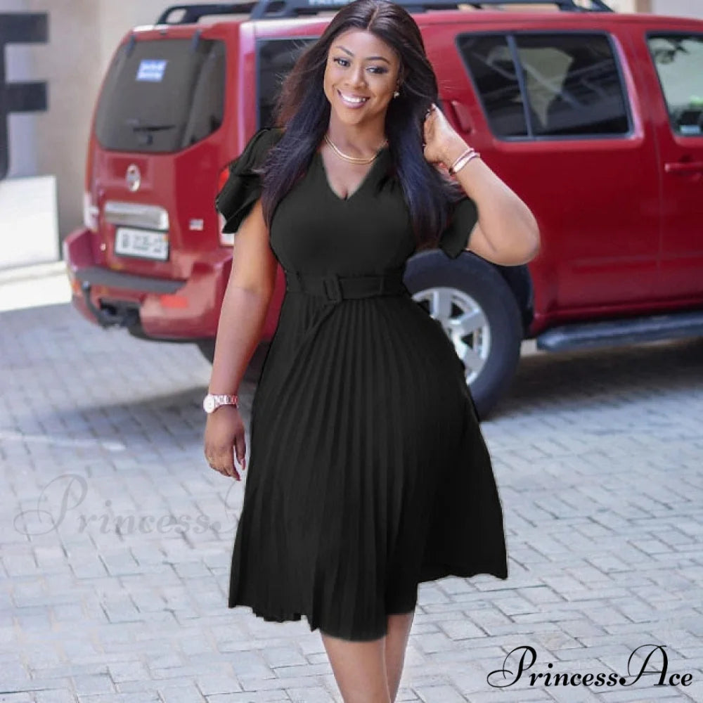 Office Ladies Elegant Classy Robes Vestidos Dress black / S