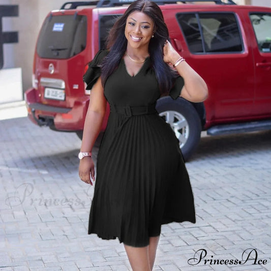 Office Ladies Elegant Classy Robes Vestidos Dress black / S