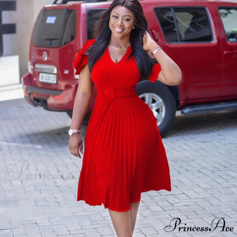 Office Ladies Elegant Classy Robes Vestidos Dress Red 1 / S