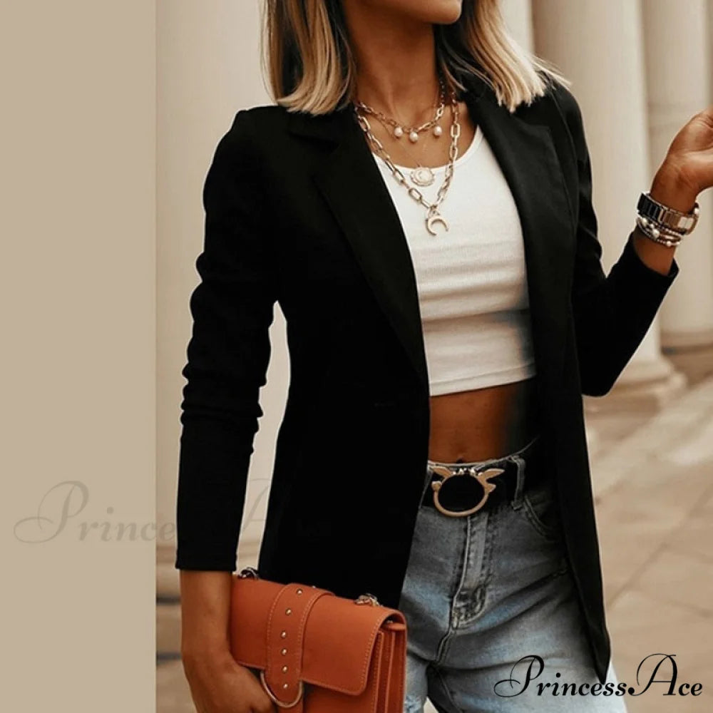 Office Ladies Elegant Comy Solid Color Blazers