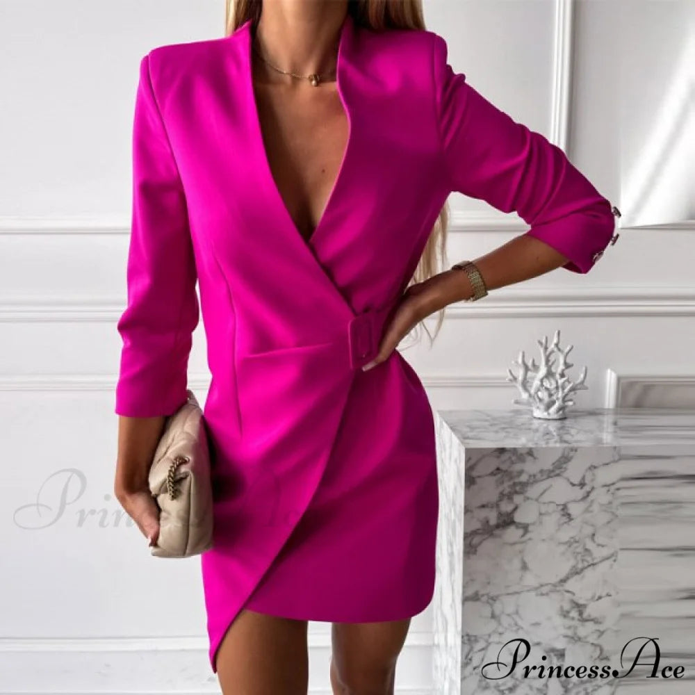 Office Lady Blazer Dress 02 Purple Red / S