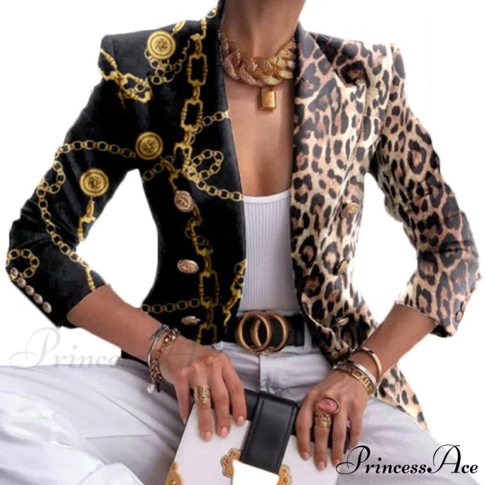 Office Lady Elegant Butterfly Print Blazer 7 / S