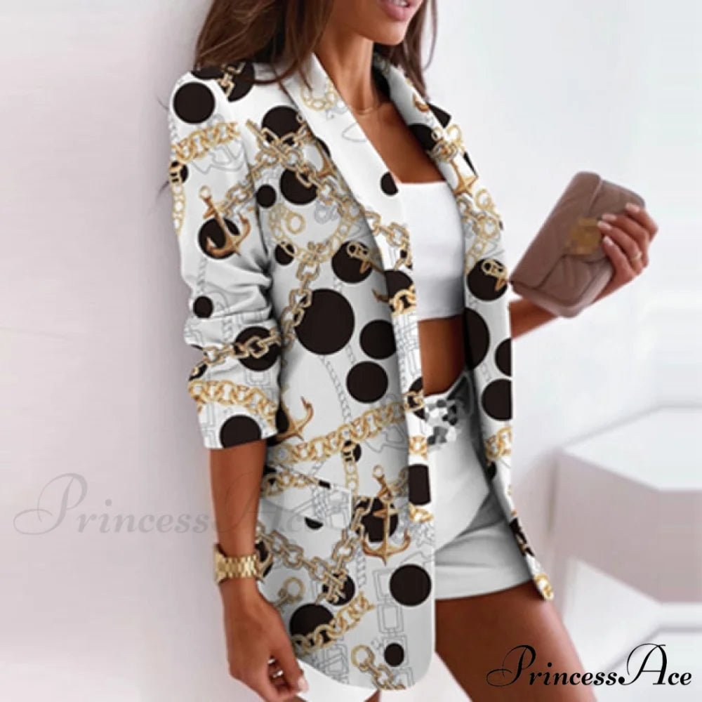 Office Lady Elegant Solid Blazer white / S