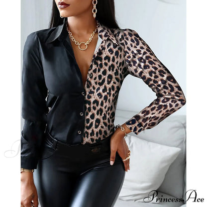 Office Lady Print Button Shirts 14 / S