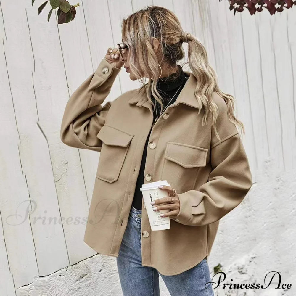 Office Lady Vintage Pockets Trench Jacket khaki / S