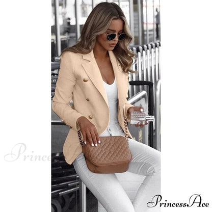 Office Wear Jacket Fashion Blazer Apricot / XXL