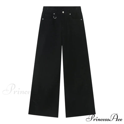 Old Male Pants Summer Blue Washed Denim Casual Menwear Wide Leg Trousers 2024 New Fashion Jeans Black / Asian Size S