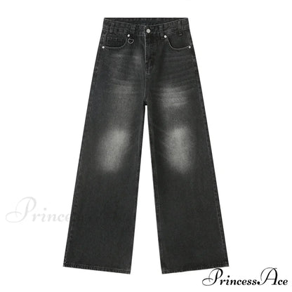 Old Male Pants Summer Blue Washed Denim Casual Menwear Wide Leg Trousers 2024 New Fashion Jeans GREY / Asian Size S