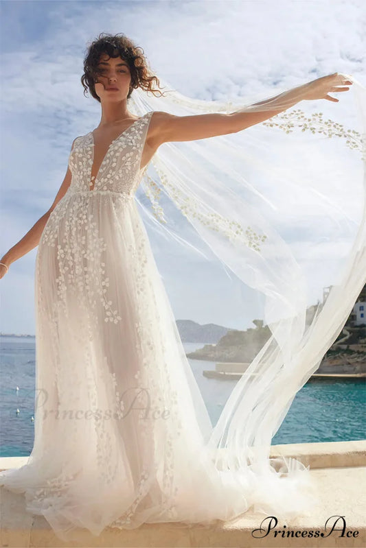 Olena Ethereal A-line Trendy Tulle Wedding Dress