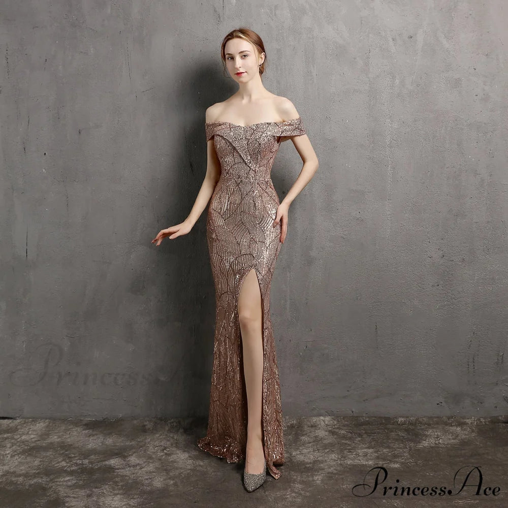 Olivia Formal Stylish Glitter Dress GOLD / XS