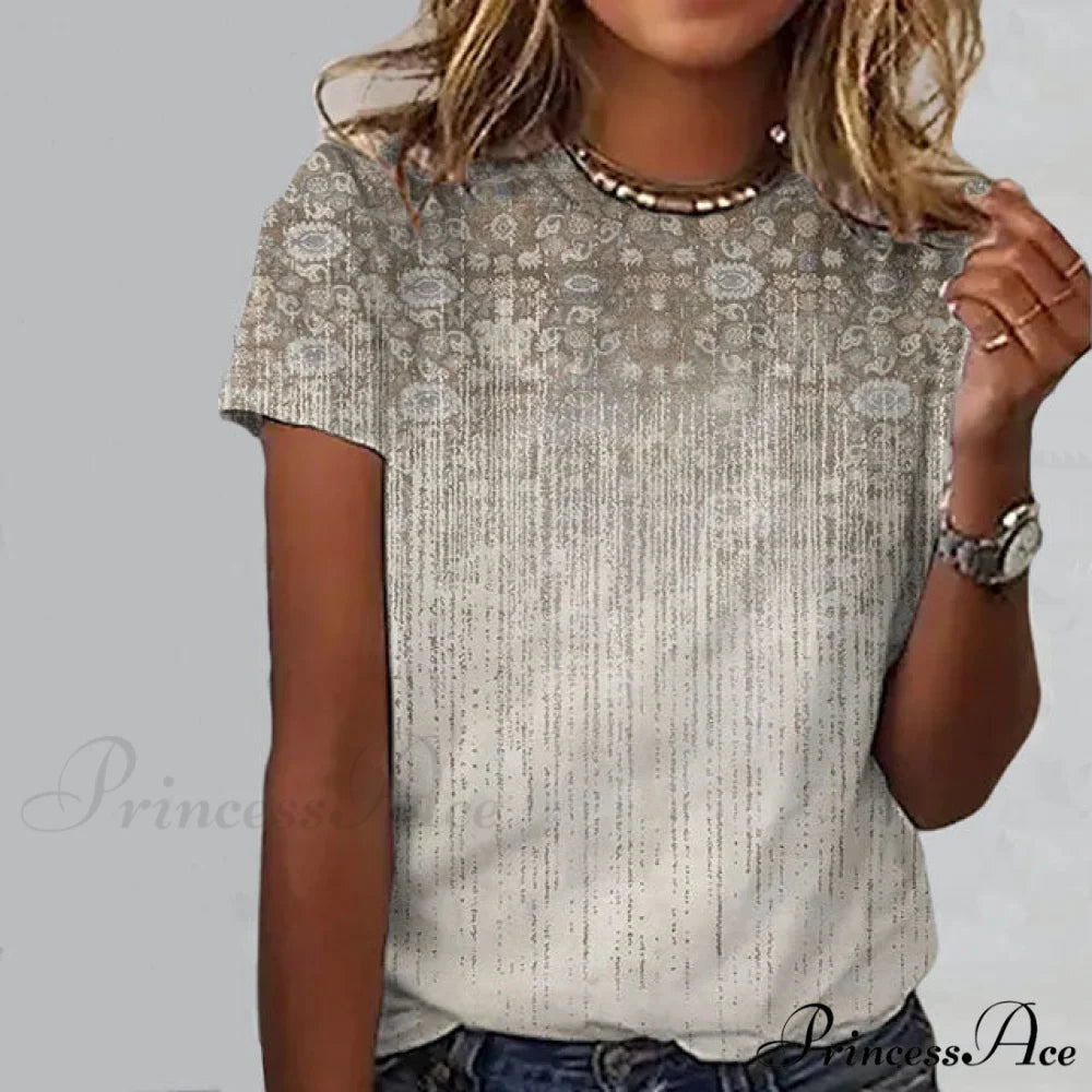 Ombre Ethnic Vintage Tee Khaki / S