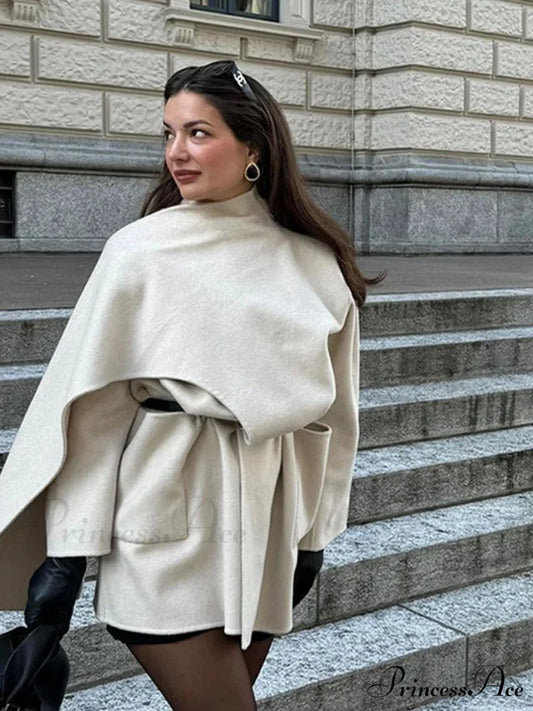 One Buckle Woolen Asymmetrical Coat coats-241228