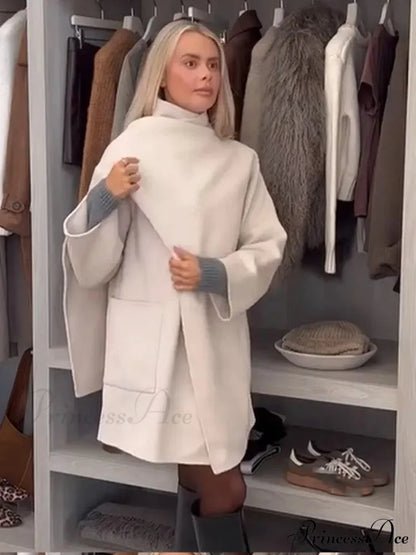 One Buckle Woolen Asymmetrical Coat coats-241228