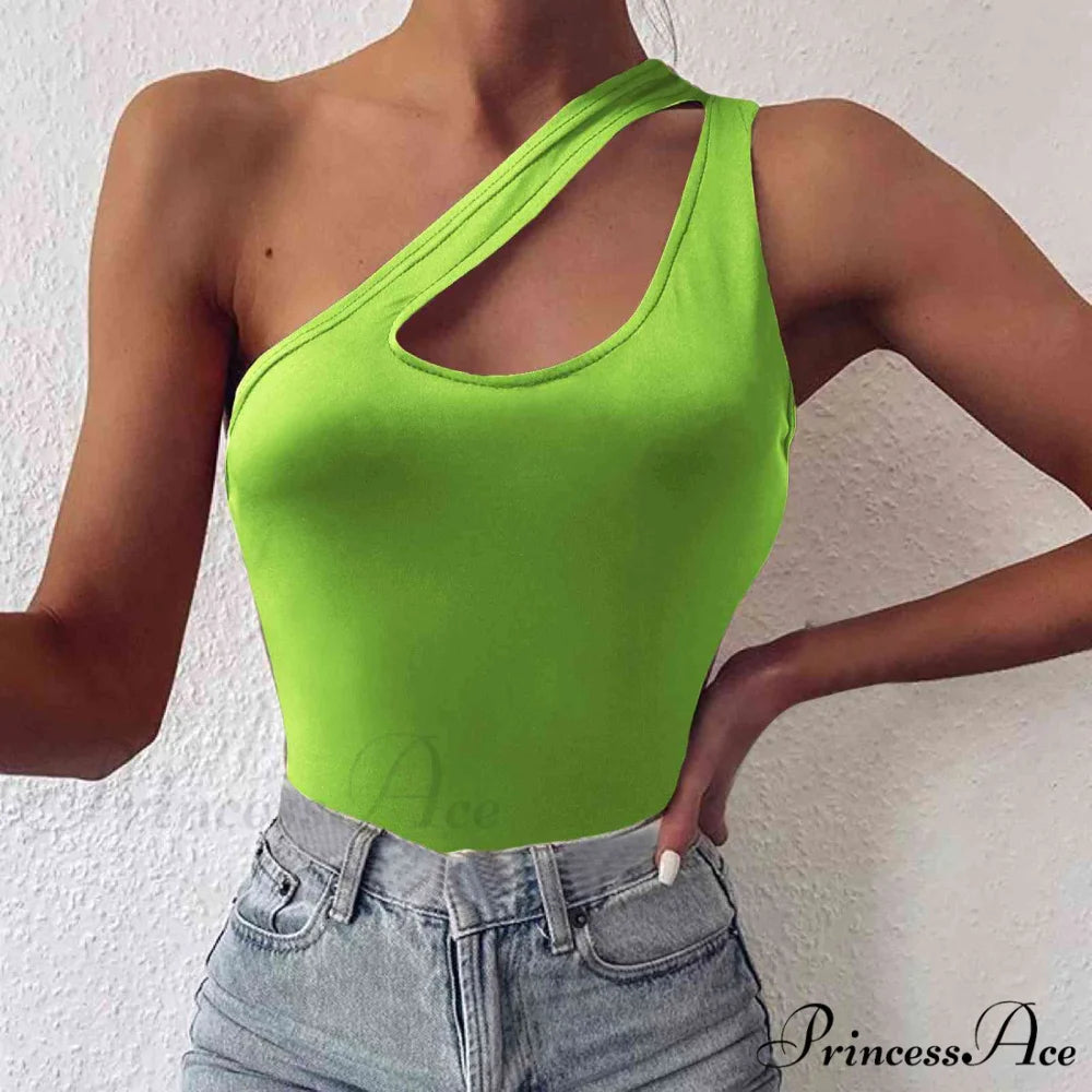 One Cutout Cami Shoulder Top Lime / S