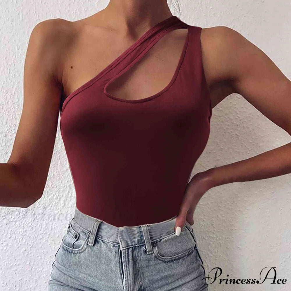 One Cutout Cami Shoulder Top Wine / S