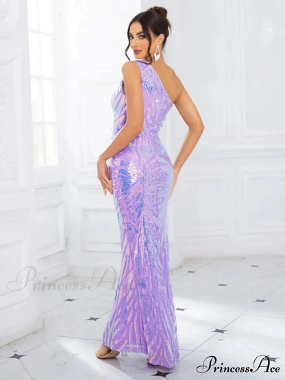 One-Shoulder Sequined Party Dress