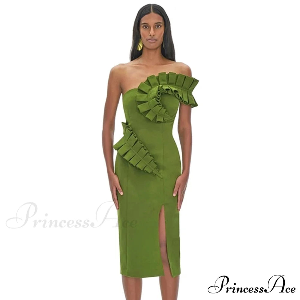 One-Shoulder Side Slits Exposed Legs Dress