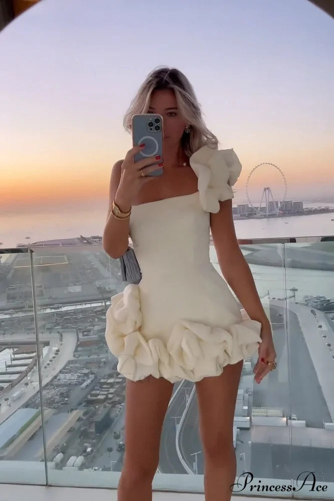 One-Shoulder Tube Top Trendy Hip Mini Short Dress