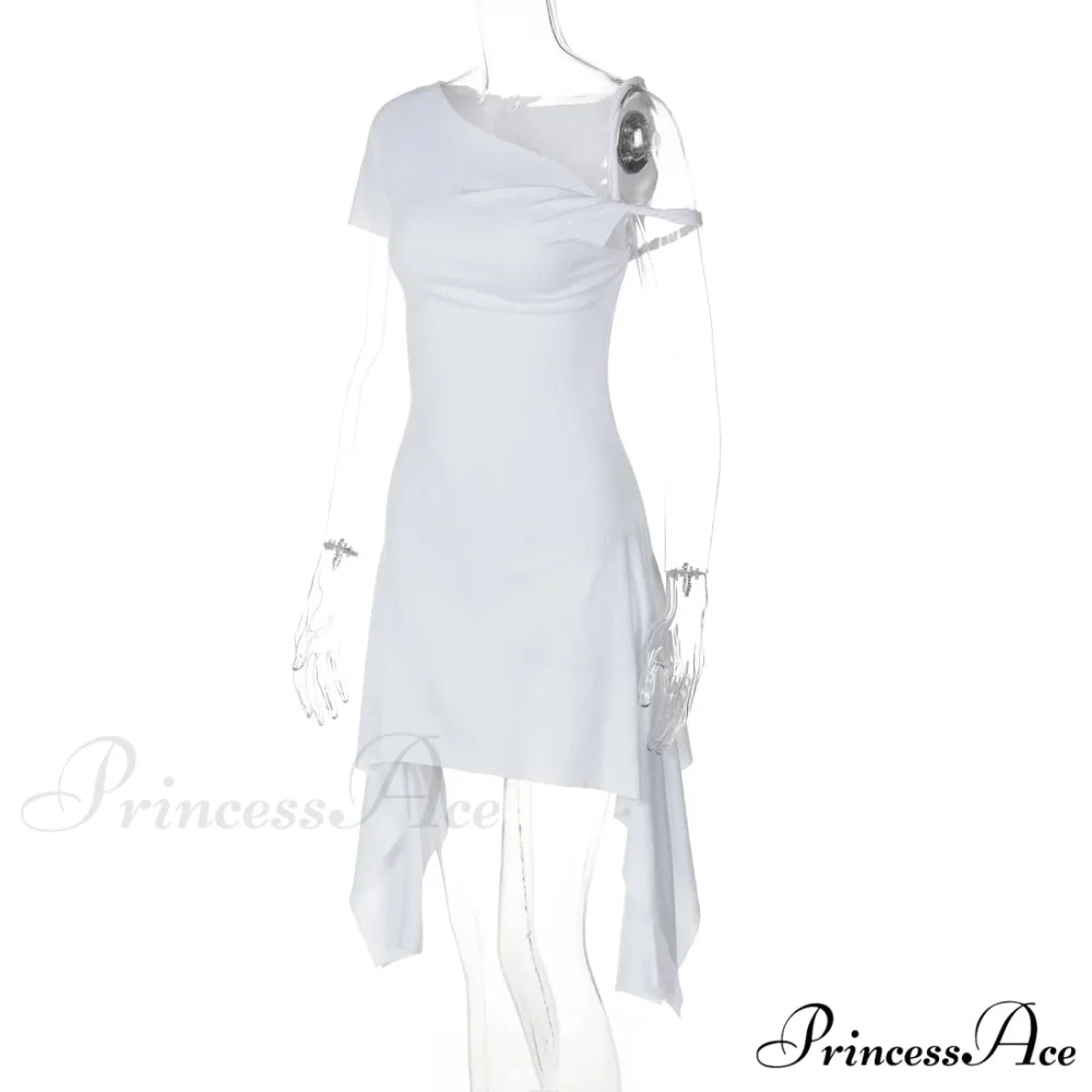 One Shoulder Twisted Charming Flare Mini Dress