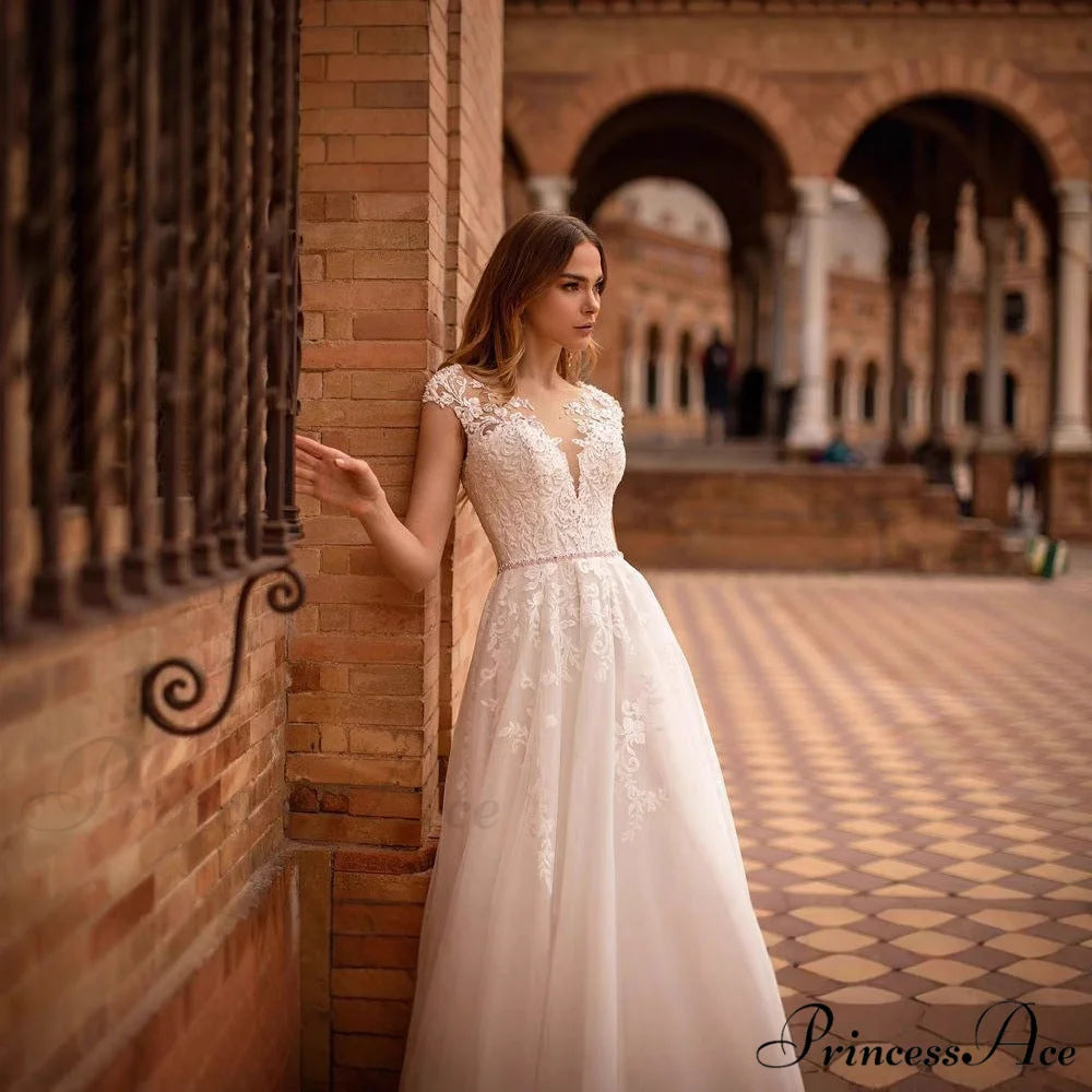 Open Back Transparent Tulle Bridal Gown weddingdress-250223