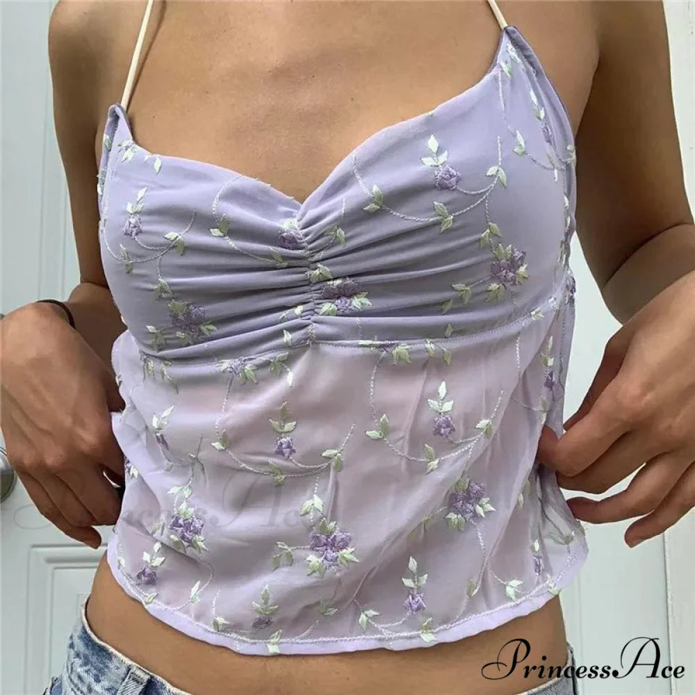 Open Tie-Up Halter Crop Top purple / S croptop-250223