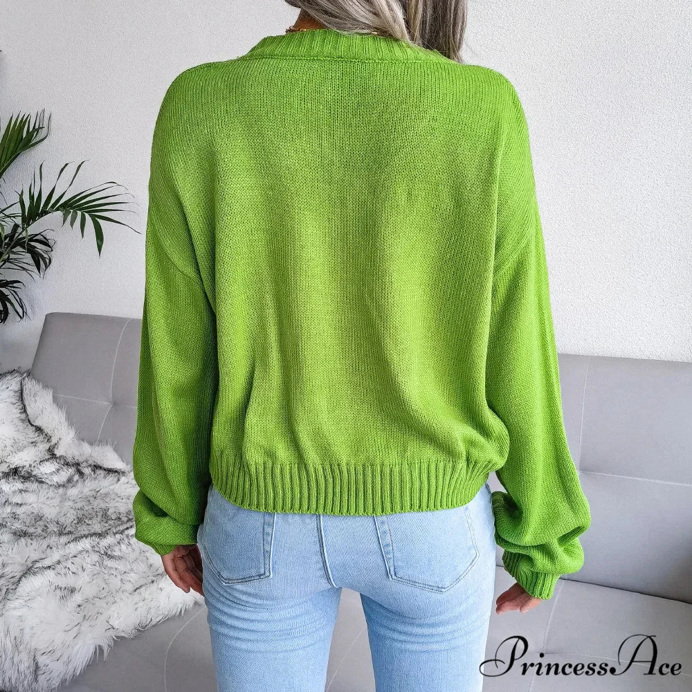 Opposing Hues V-Neck Woven Knit Cardigan cardiagn-250126