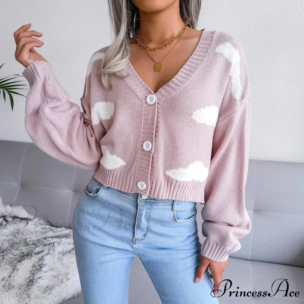 Opposing Hues V-Neck Woven Knit Cardigan cardiagn-250126