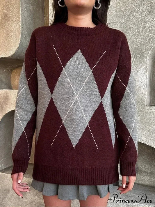 Opposing Imprinted Extended Sleeve Jumper swraters-241228