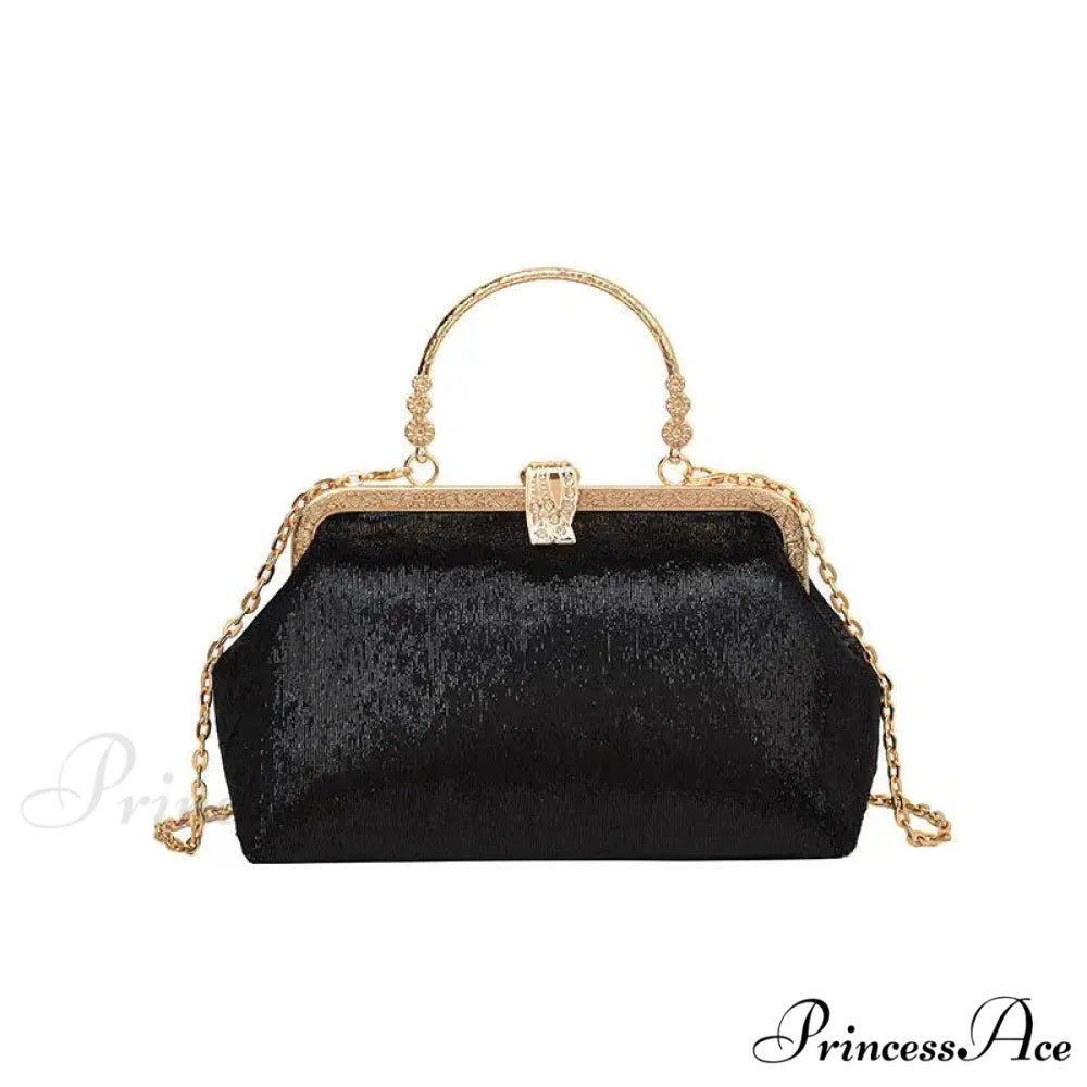 Opulent Banquet Evening Wedding Clutch Celebration Bag Black clutchbag-250126