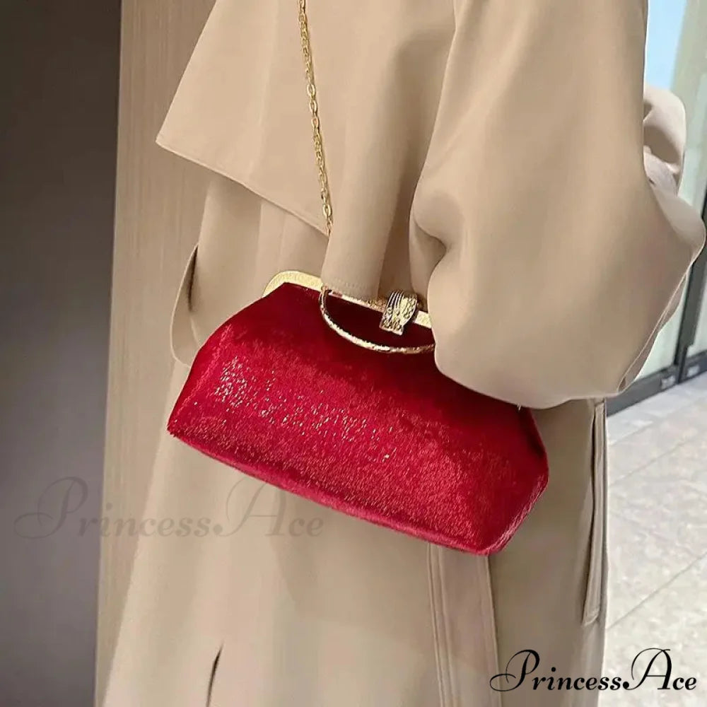 Opulent Banquet Evening Wedding Clutch Celebration Bag Red clutchbag-250126