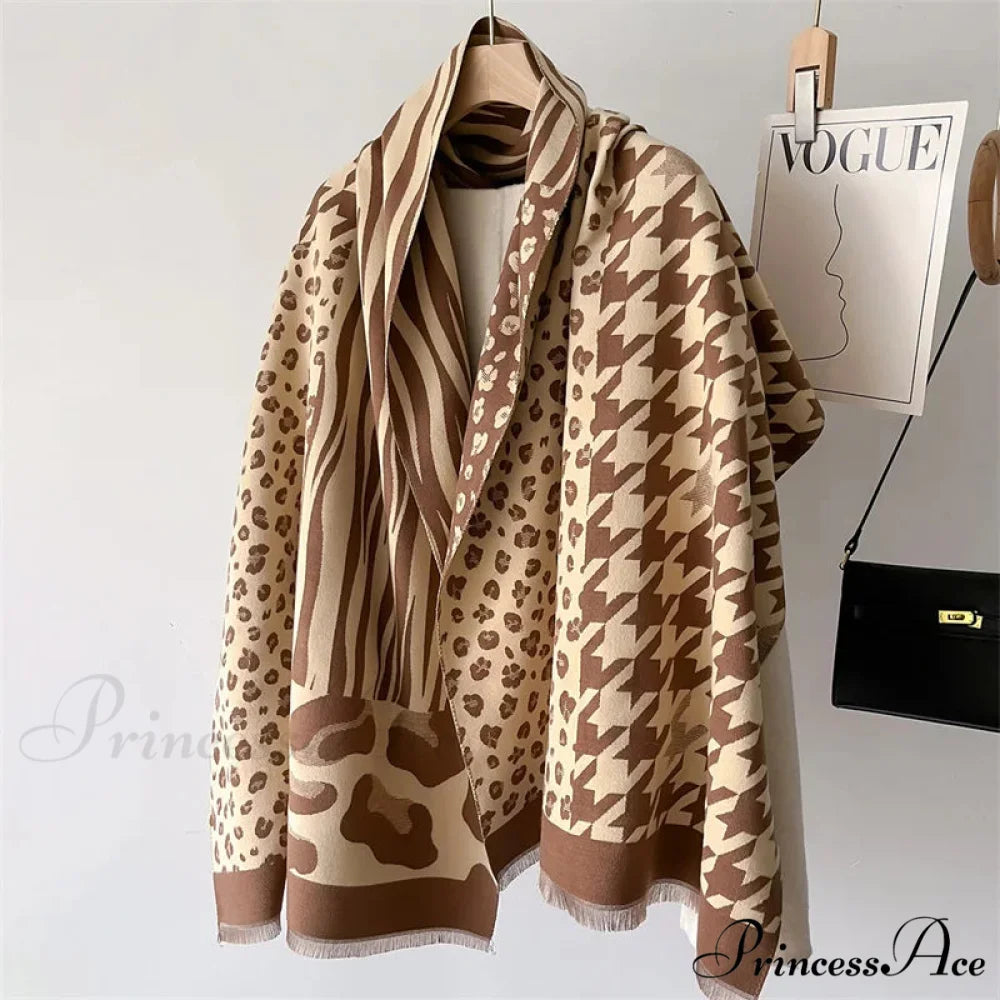 Opulent Cashmere Winter Poncho Scarf coffee scarf-241228