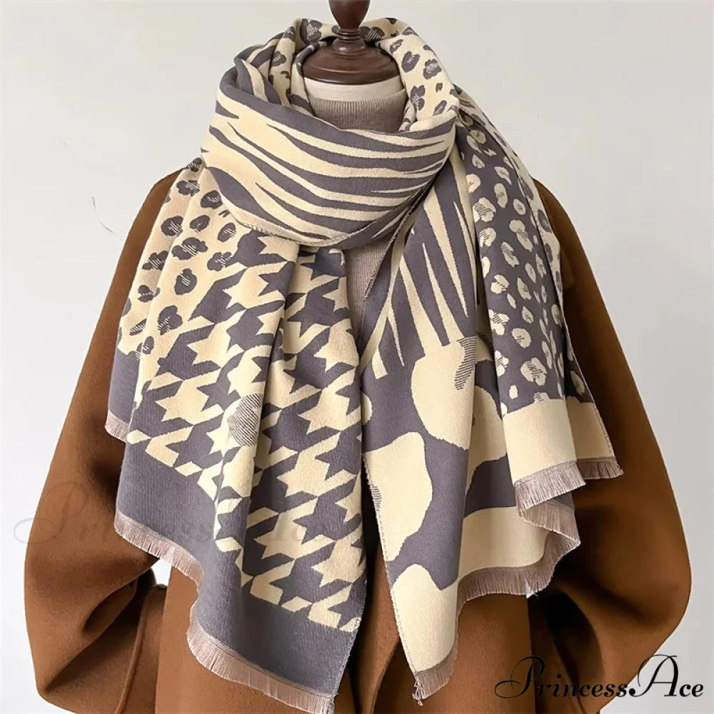 Opulent Cashmere Winter Poncho Scarf grey scarf-241228