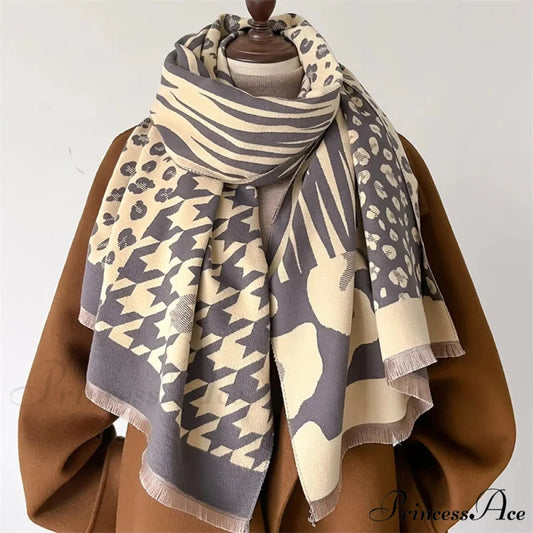 Opulent Cashmere Winter Poncho Scarf grey scarf-241228