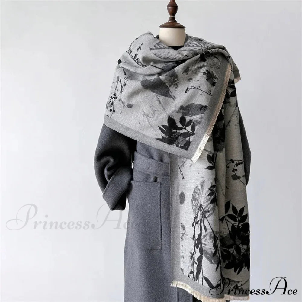 Opulent Cashmere Wrap Cold Weather Scarf grey scarf-241228