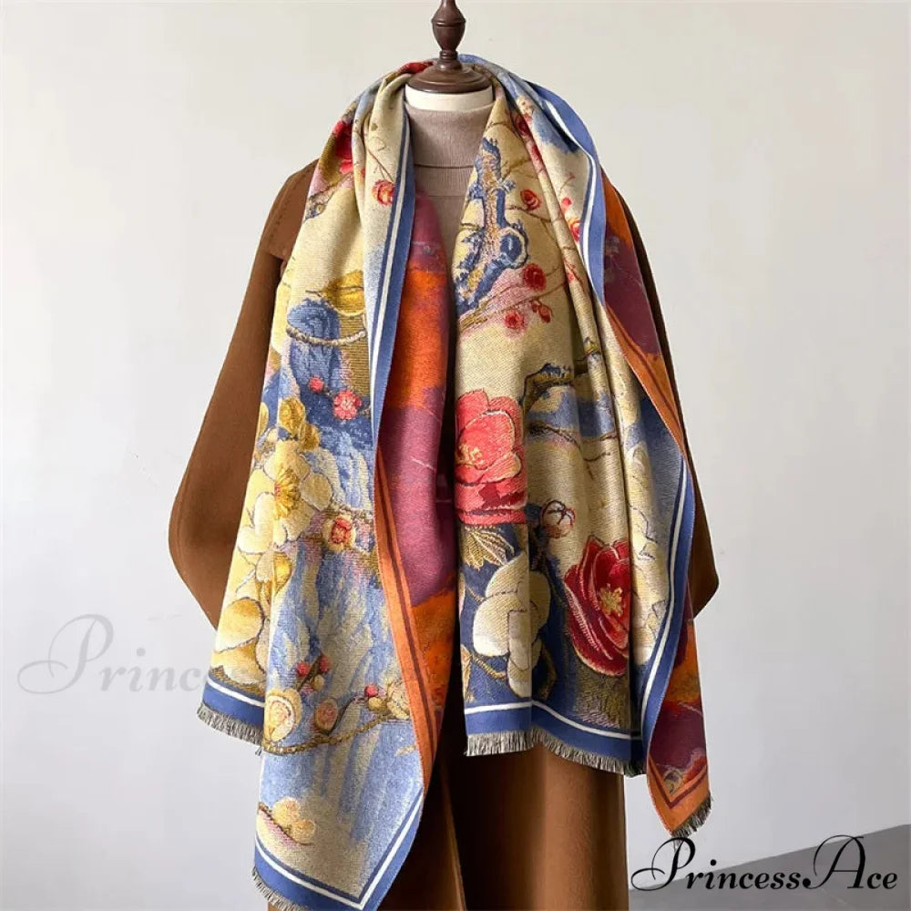 Opulent Cozy Wrap Merino Blossom Shawl Color10 scarf-241228