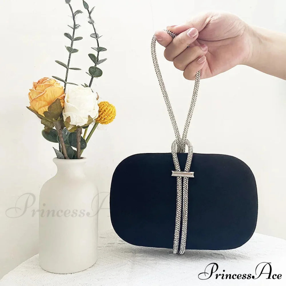 Opulent Crimson Velvet Gem Handle Evening Wedding Tote Handbag clutchbag-250126